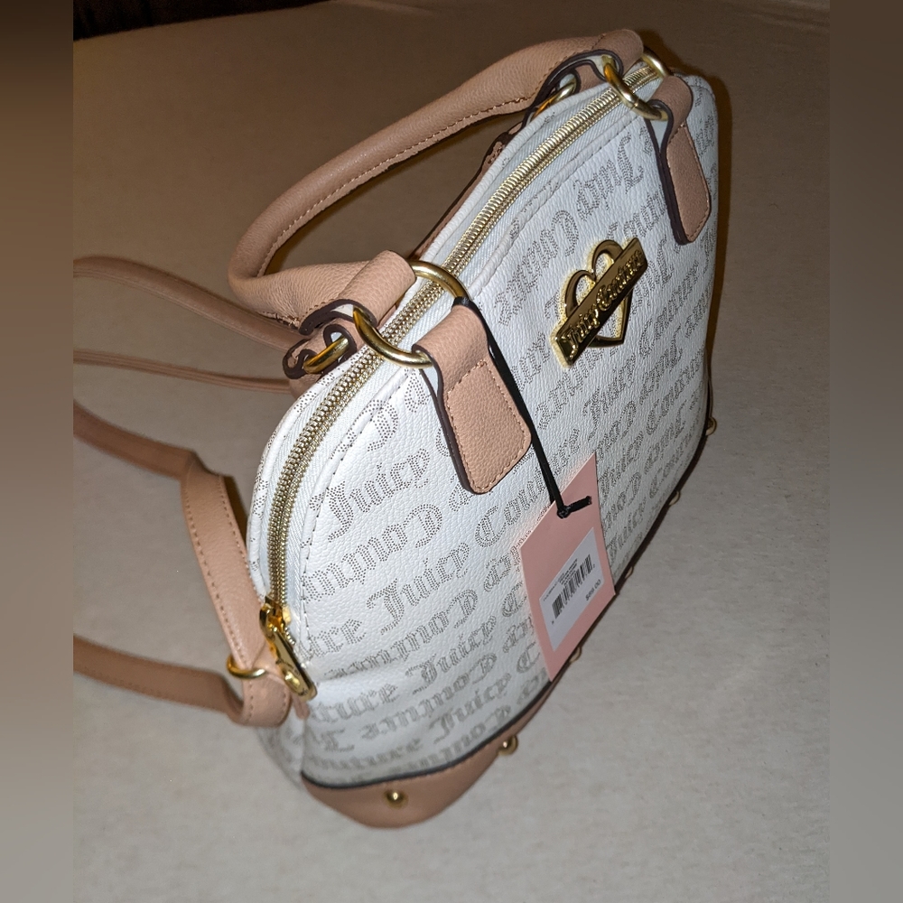 Juicy Couture 10" tall and 12" white and pecan purse